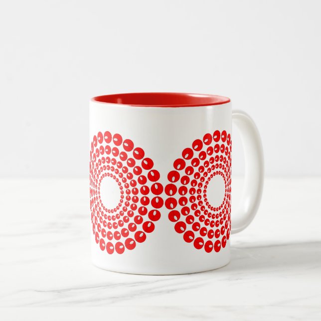 Tasse - Konzentrierte Kreise in roten Beads (VorderseiteRechts)