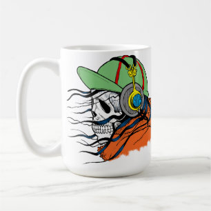 Tasse, Kopfhörer, Hoodie, Weishaare, Hut Kaffeetasse