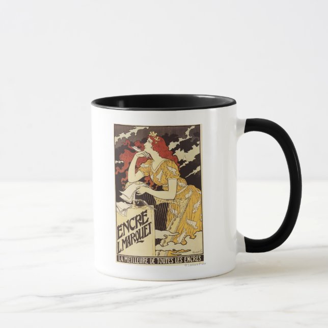 Tasse L. Marquet Ink Femme à tête rouge et harpe (Droite)