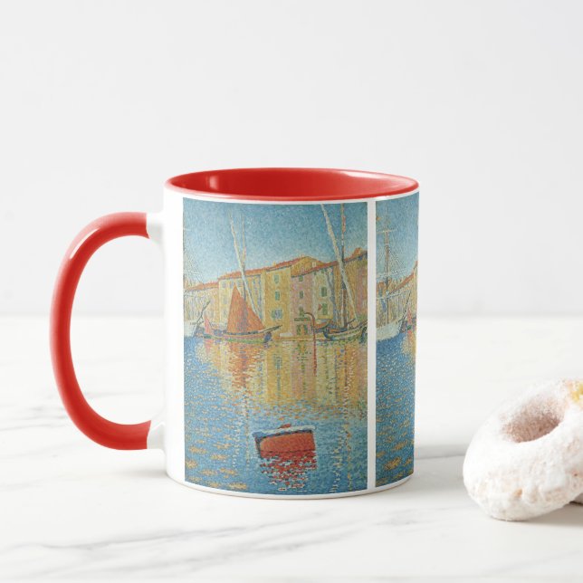 Tasse La Bouée Rouge par Paul Signac, Pointillisme Vinta (Avec donut)