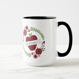 Tasse La guirlande florale Apple rouge a personnalisé l