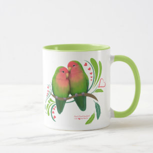 Tasse La pêche a fait face à des inséparables