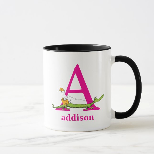Tasse L'ABC de Dr Seuss : Lettre A - Rose | Ajoutez votr (Droite)