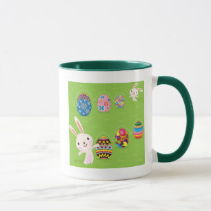 Tasse Lapin de Pâques espiègle avec les oeufs peints