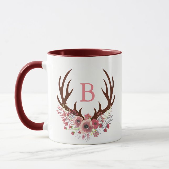 Tasse L'aquarelle fleurit la lettre initiale (Gauche)
