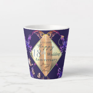 Tasse Latte 18e anniversaire de Mariage Porcelain Cat's Eye & 