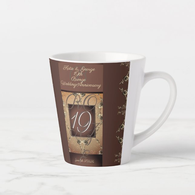 Tasse Latte 19e anniversaire du Mariage bronze foncé (Droite)