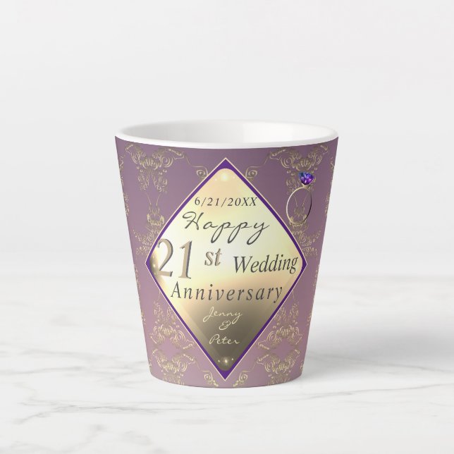 Tasse Latte 21e anniversaire du Mariage 2PhotosLaiton et Iolit (Devant)