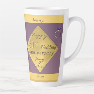 Tasse Latte 21e anniversaire Mariage Café en laiton Latte