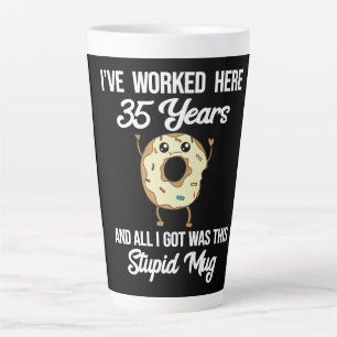 Tasse Latte 35 Anniversaire de travail Appréciation cadeau Mu