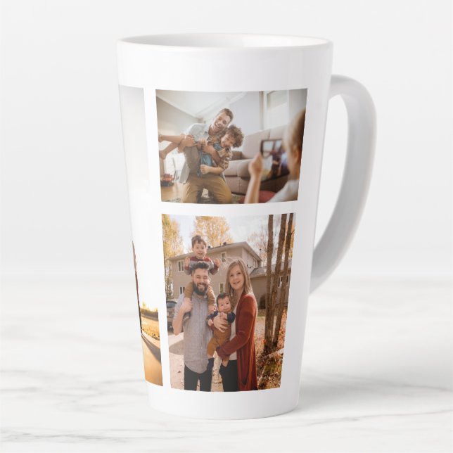 Tasse Latte 3 Collage photo personnalisé (Angle droit)