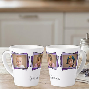 Tasse Latte 3 photo ajoutez votre texte violet