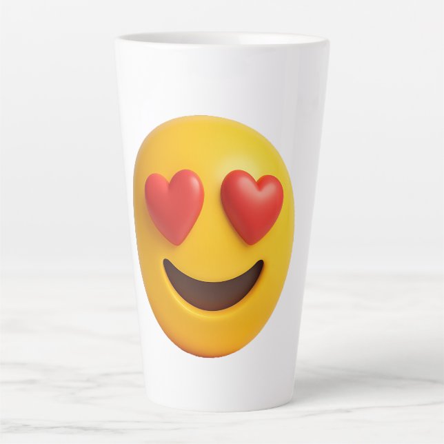 Tasse Latte 3d yellow smiling emoji face with heart shaped eye (Devant)