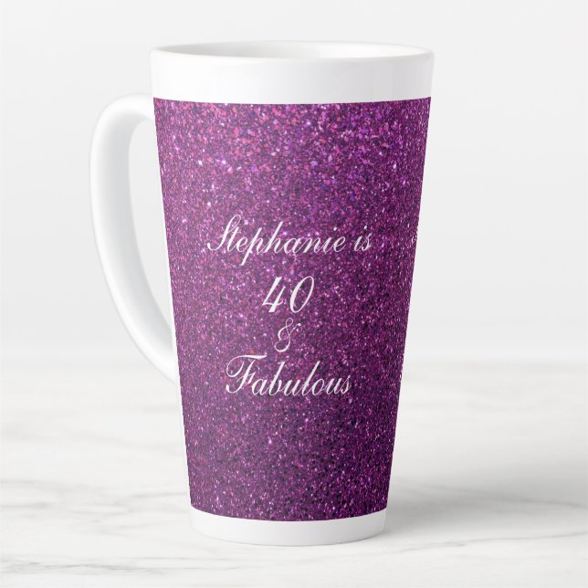 Tasse Latte 40 Et Fabulous Anniversaire Pink Purple Parties sc (Angle gauche)