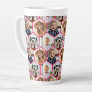 Tasse Latte 4 Collage de photos - motif hexagone funky