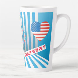 Tasse Latte 4 juillet États-Unis Drapeau Coeur Drapeau Feu d'a