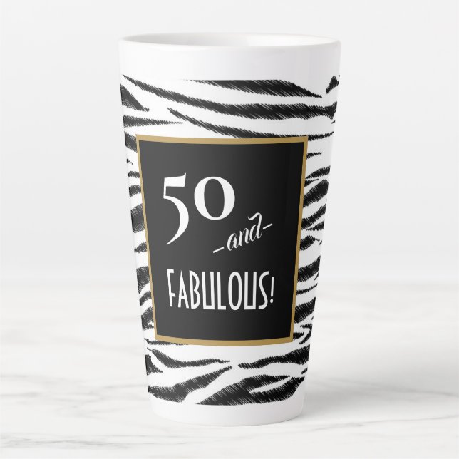 Tasse Latte 50 et FABULOUS Zebra Print Retro Menu Board (Devant)