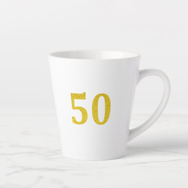 Tasse Latte 50e anniversaire 50 Cinquante cinquantième or Part (Droite)