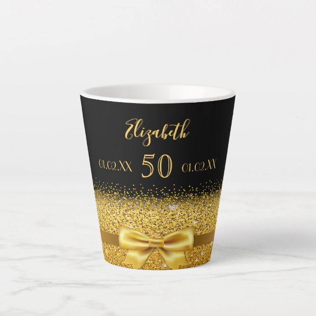 Tasse Latte 50e anniversaire arc en or noir (Devant)