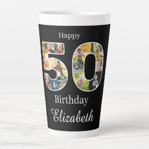 Tasse Latte 50e anniversaire Créez votre propre photo multipho