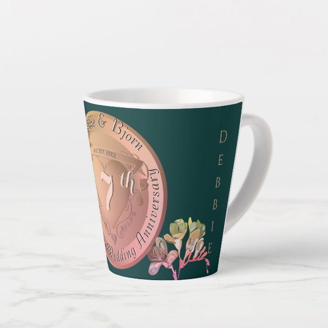 Tasse Latte 7e anniversaire Mariage Frésis en cuivre (Angle droit)