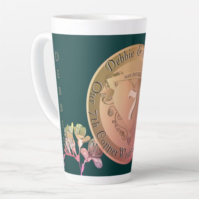 Tasse Latte 7e anniversaire Mariage Frésis en cuivre (Angle gauche)
