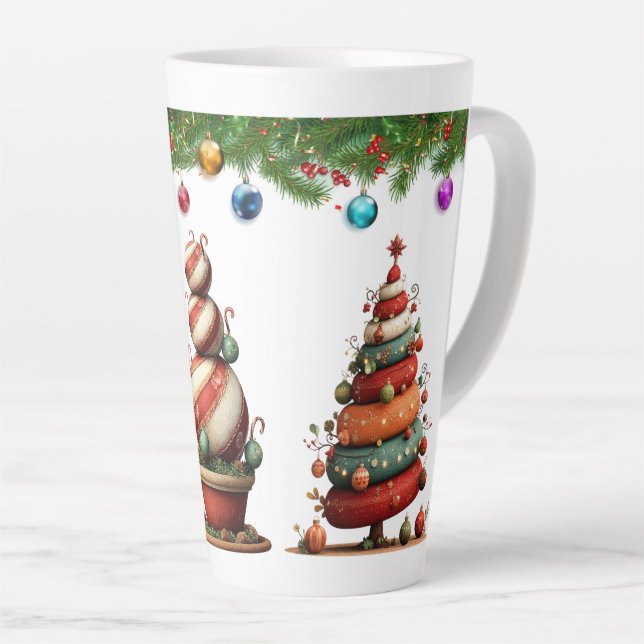 Tasse Latte A Whimsical Christmas Topiary Trees (Angle droit)