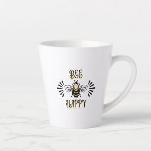Tasse Latte Abeille Heureuse   Couleurs Vintage Abeille à Miel
