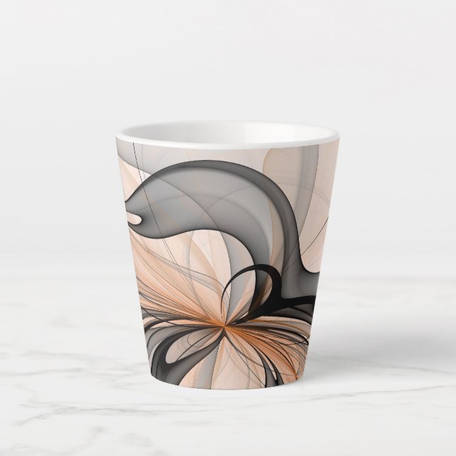 Tasse Latte Abstrait Anthracite Grey Sienna Art moderne fracta (Devant)