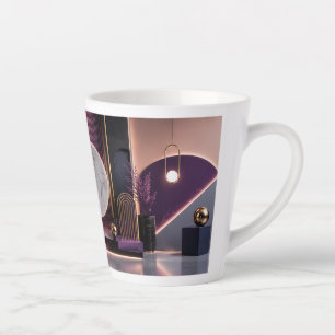 Tasse Latte Abstrait Géométrique Luxueux Violet et Or Riche