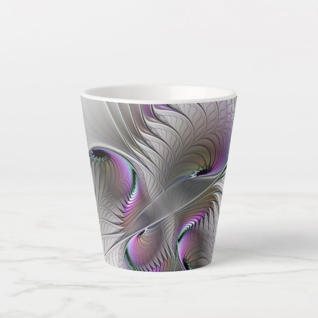 Tasse Latte Abstrait moderne Shy Imaginaire Figure Fractal Art (Devant)