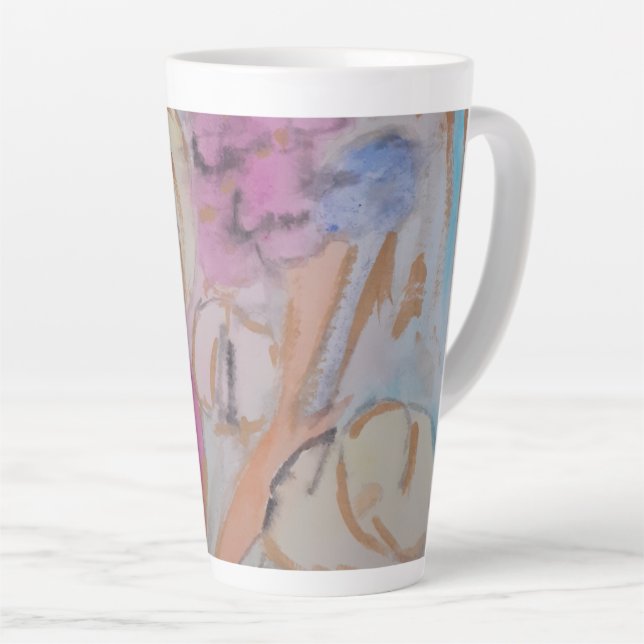 Tasse Latte Abstrait Pastel Floral (Angle droit)