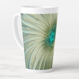 Tasse Latte Abstrait Sage Green Imaginaire Fleur Fractal Art