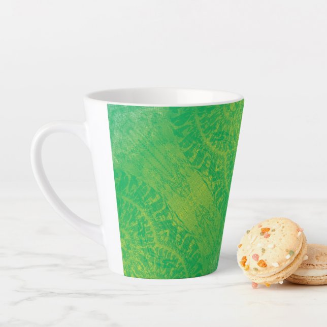 Tasse Latte Acceptation | Médaillons de saumons jaunes bleus (En situation)