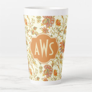 Tasse Latte Affaire Floral Leaves Orange monogram