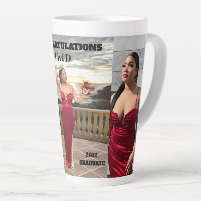 Tasse Latte Affiche PERSONNALISÉE (Angle droit)
