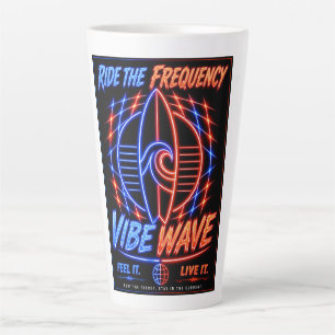 Tasse Latte Affiche Vibe Wave Neon Surf – Rétro Aesthétique Sy
