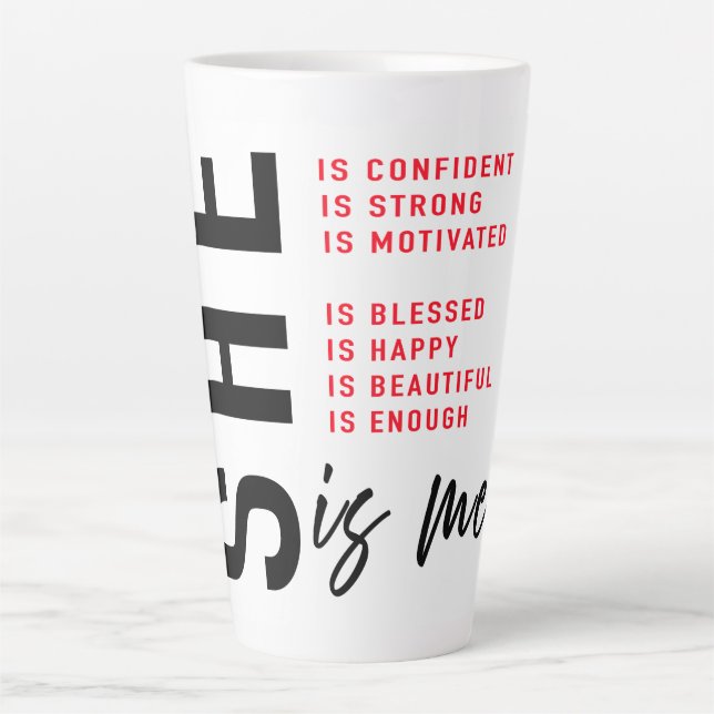 Tasse Latte Affirmations Empowering pour Elle (Devant)