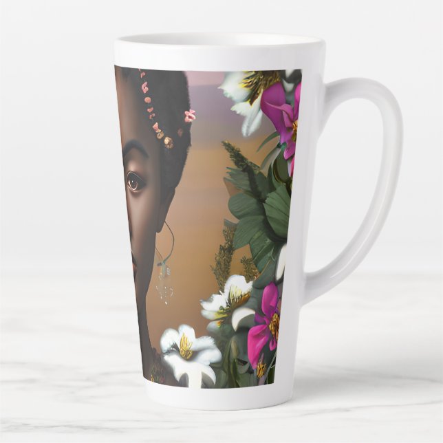 Tasse Latte Afro-Américaine Beauté IA Art (Droite)