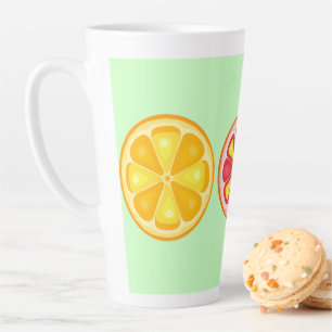 Tasse Latte Agrumes TROPICALES FRUITS D'ÉTÉ Citrons d'orange