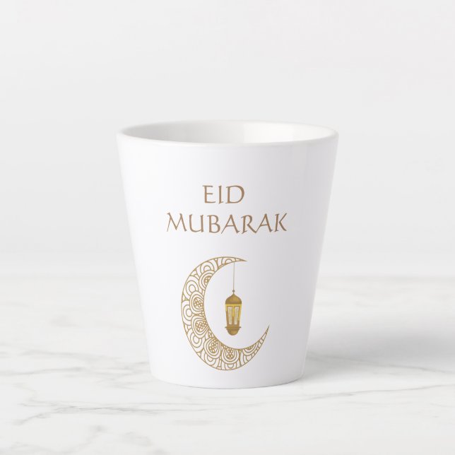 Tasse Latte Aïd Moubarak customisé avec croissant décoré (Devant)