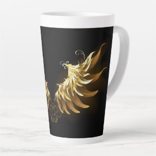 Tasse Latte Ailes d'Ange d'or sur arrière - plan noir