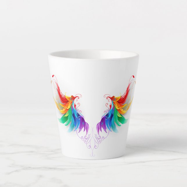 Tasse Latte Ailes fluffy arc-en-ciel (Devant)