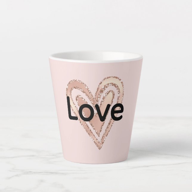 Tasse Latte Aimer coeur rose pâle (Devant)