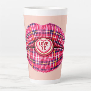 Tasse Latte Aimez Ye Scottish Tartan Baiser Lèvres Écosse rose