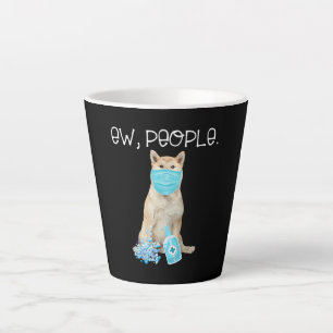 Tasse Latte Akita people dog wearing a face masgik