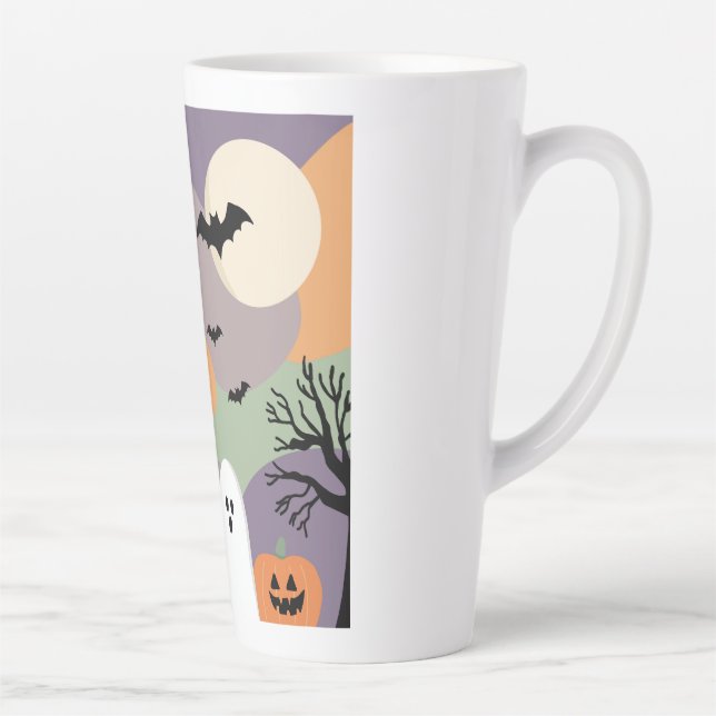 Tasse Latte Almofada noite de halloween abóboras e fantasmas (Droite)