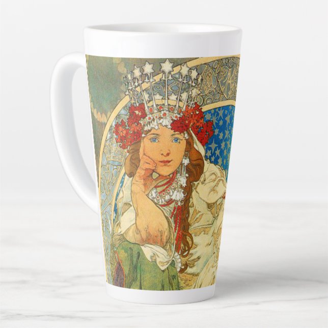 Tasse Latte Alphonse Mucha Art Nouveau Princesse Hyacinth (Angle gauche)