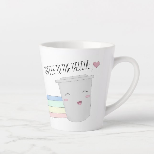 Tasse Latte Amateurs de café mignon Superhero Arc-en-ciel (Droite)