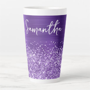 Tasse Latte Améthyste Pailletée Violet Glam Nom